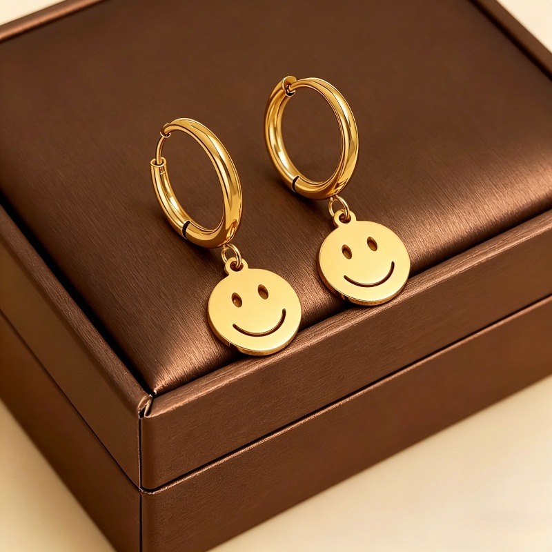 TEMU 1 Pair Of Korean-style Hoop Steel Earrings - - Fade-resistant, Hypoallergenic, And Durable, Suitable For Daily Commuting, Dates, Parties,
