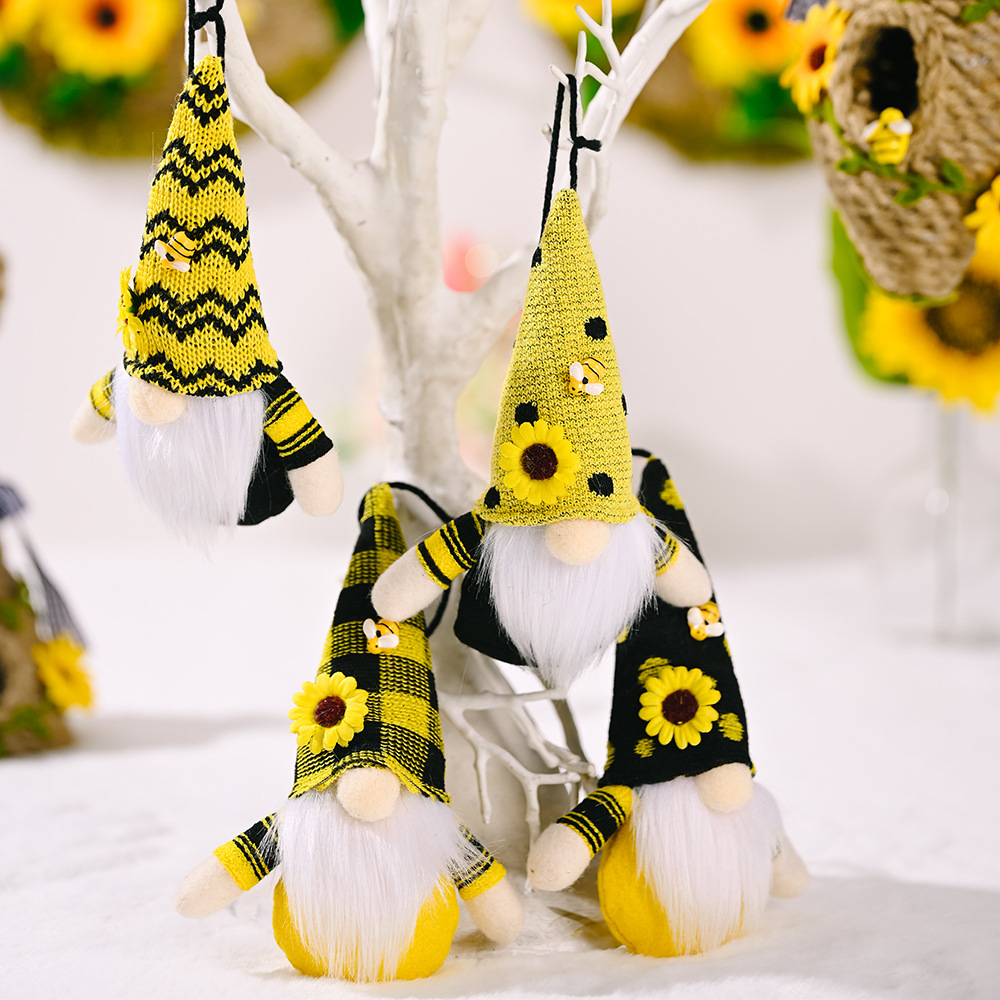 

& Sunflower Gnome Hanging Decor - Yellow Fabric Doll For Home, Office, And Garden Party Decoration