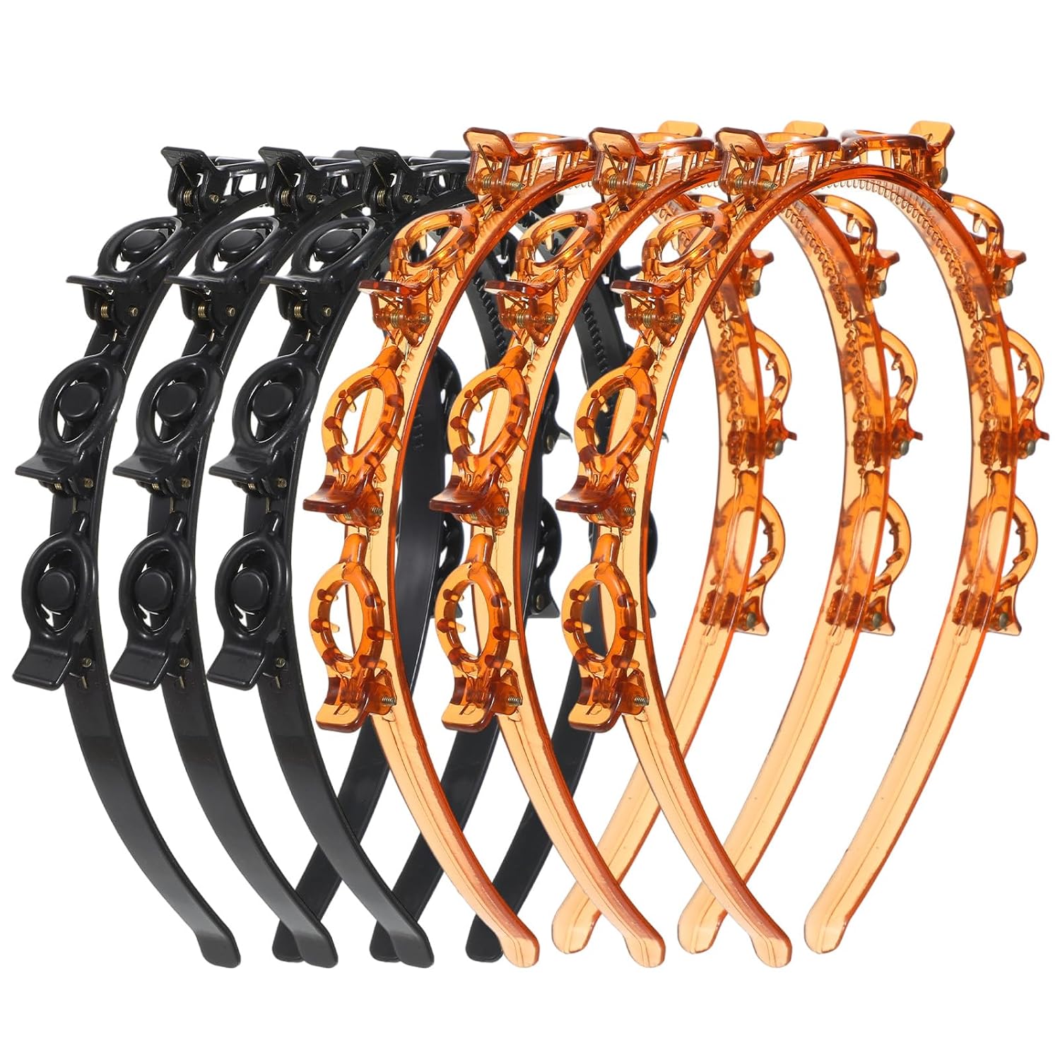 TEMU 6pcs Bandes de Cheveux avec Clips, Diadème en Plastique avec Clips pour Femmes, Bandeaux à Clip avec à Dents de pour une Fixation Sûre, pour
