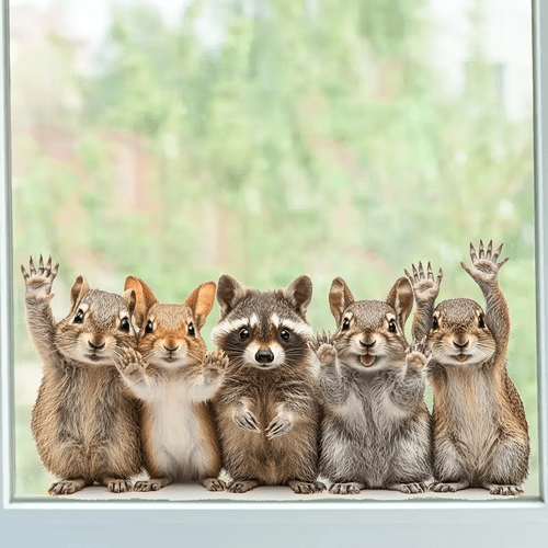 forest animal waving pattern glass sticker self decoration for living room balcony windows and tile walls reusable