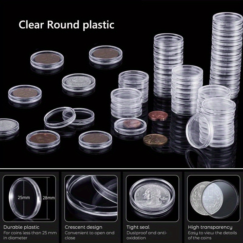 Set De 200 Cápsulas Transparentes Para Monedas Con 2 Cajas De Almacenamiento – Protege Tu Colección Del Polvo Y La Humedad, Apertura Fácil, Ideal Para Coleccionistas Y Regalos