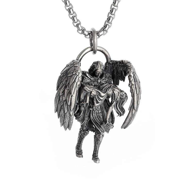 Redemption Angel Necklace with Gothic Wing Pendant