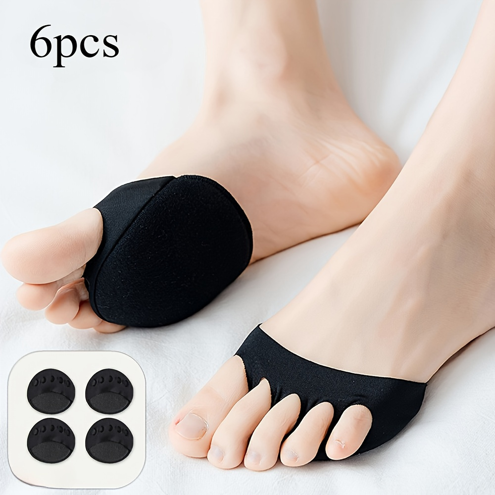 TEMU 6-pack Women's Forefoot 5 Toe Pad Suitable For High Heels-half Insole Foot Care Non-slip Toe Socks Toe Pad Plug-in, High Heels Toe Support