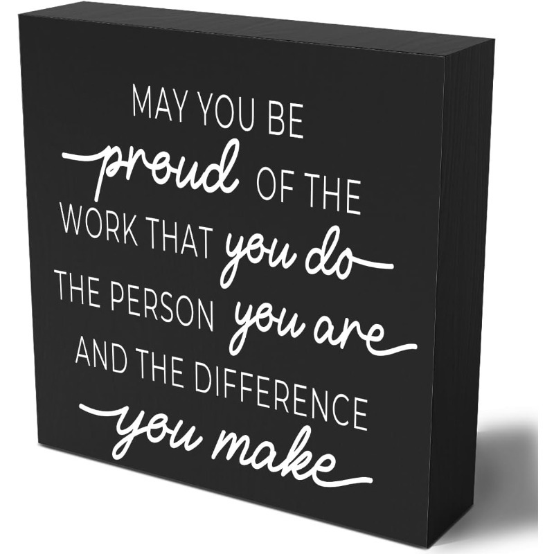 TEMU Office Decor Wooden Sign For Desk, Farewell Gifts For Colleagues, Motivational Black Wooden For Home Office, Shelf, Cubicle, Counter, Tabletop,