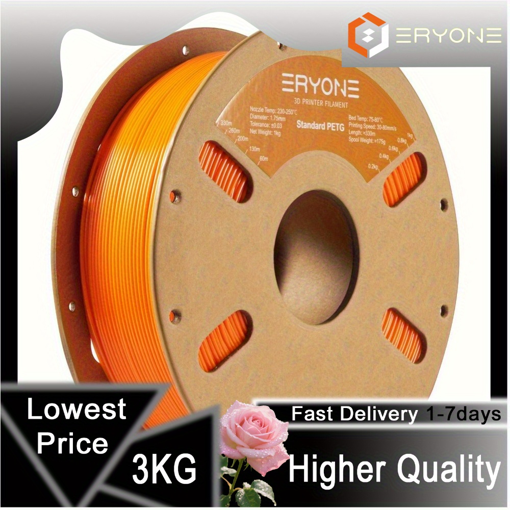 Eryone 3kg Petg-high Speed 3d Printing Supplies Filament For 3d Printer, 1.75mm +/ -0.03mm