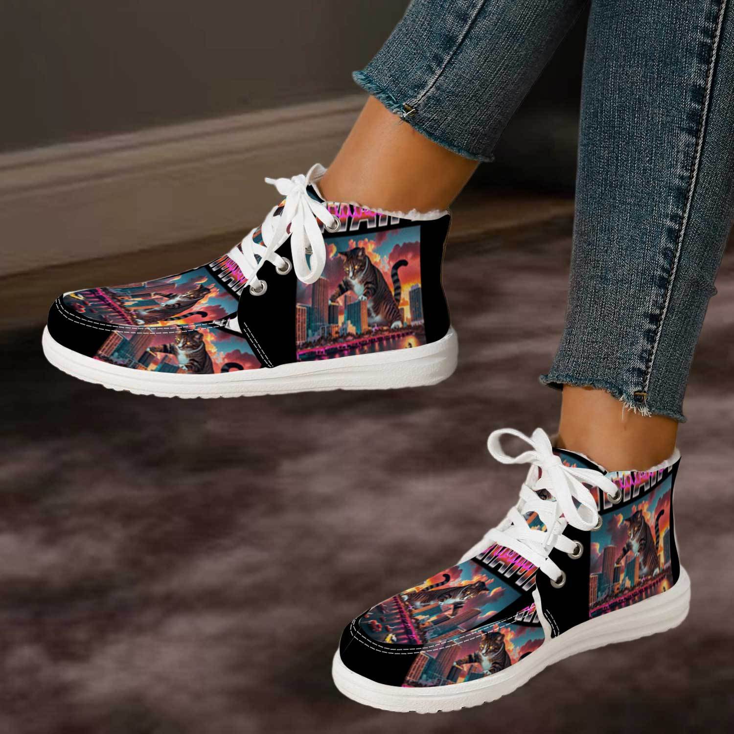 Nieuwe stijlvolle en trendy dames sneakers met hoge vetersluiting
