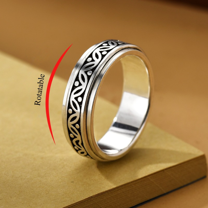 1pc anxiety   pattern fidget ring rotating ring adjusting pressure ring unisex high quality ring best gift Product details 0