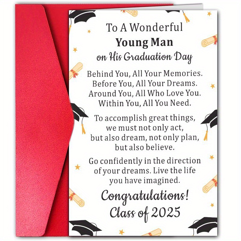 

1pc Inspirational Graduation Card For - Encouragement And For Young Men On - Friends, Teachers, - College And High School Grad Card