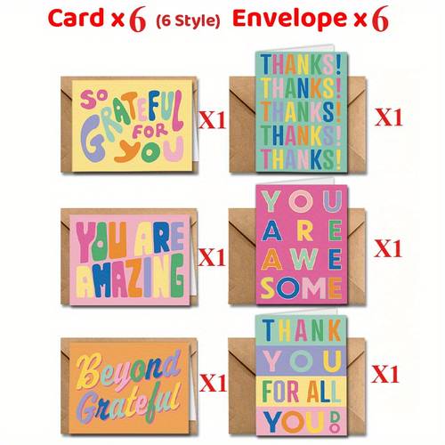 set of 12 colorful thank you cards with envelopes thank you greeting cards for friends teachers business colleagues employees suitable for valentines day christmas birthday new year spring festival