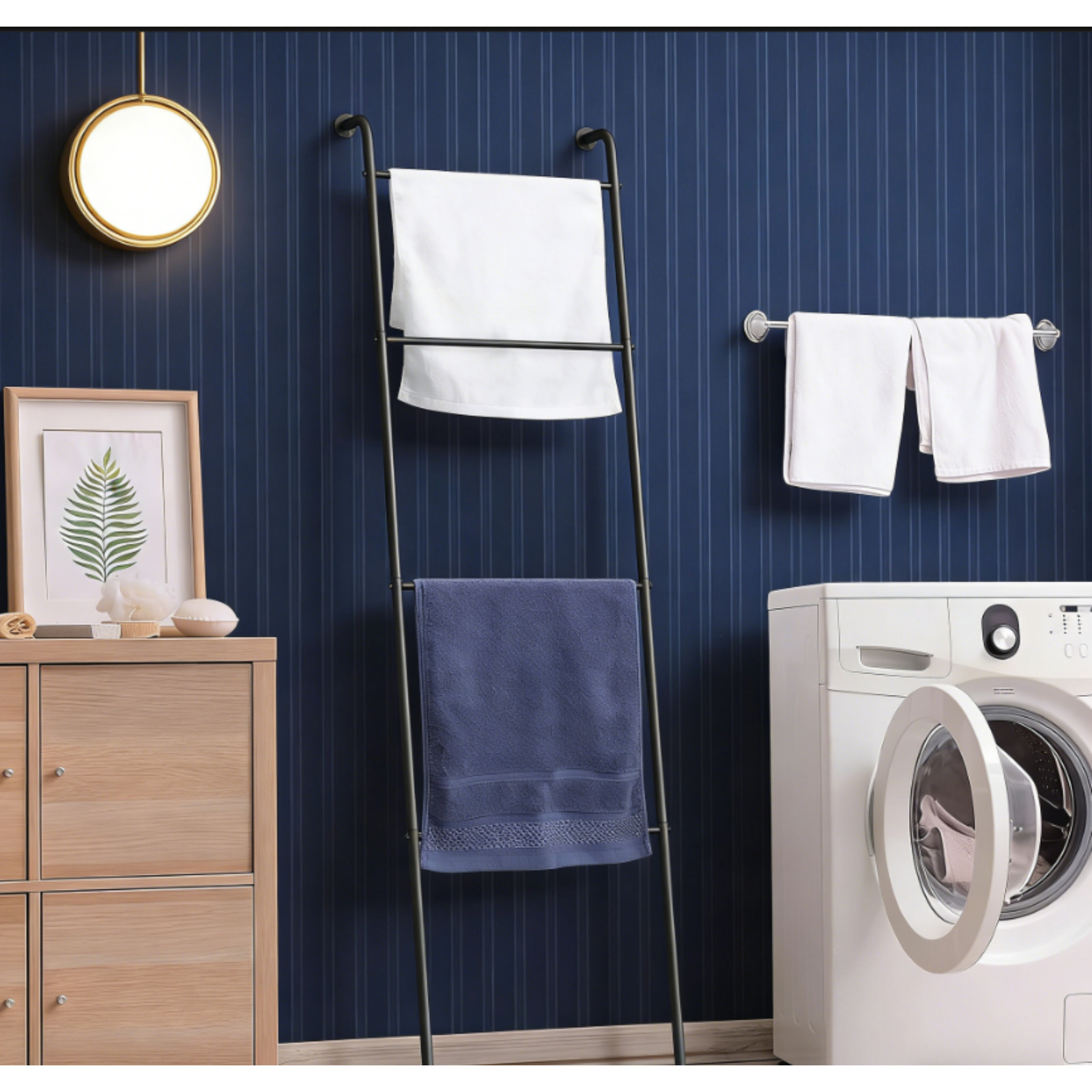 Metal Black Blanket Ladder, Suitable For Indoor And Outdoor Use, Towel Rack For Bathrooms And Pools, Decorative Ladder Stand For The Living Room, Towel Racks