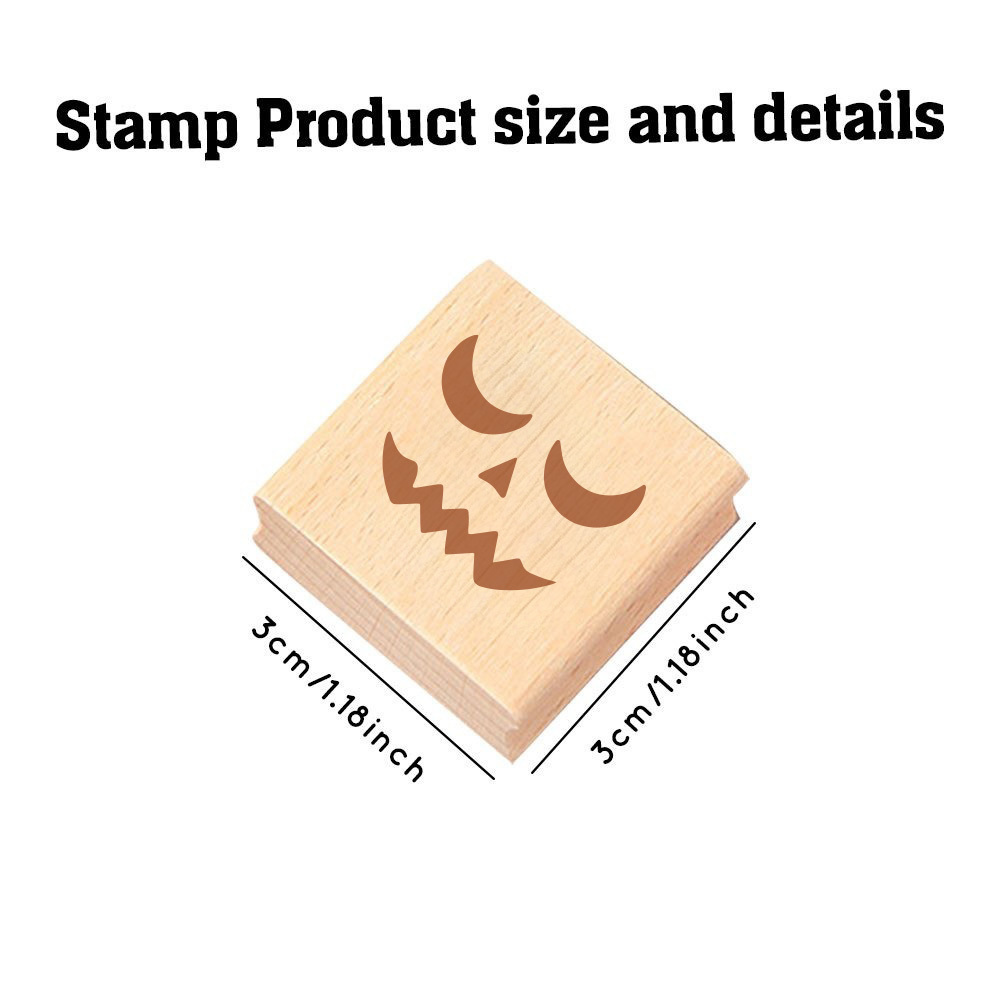 Halloween Jack-o'-Lantern Face Wooden Stamp for Crafts