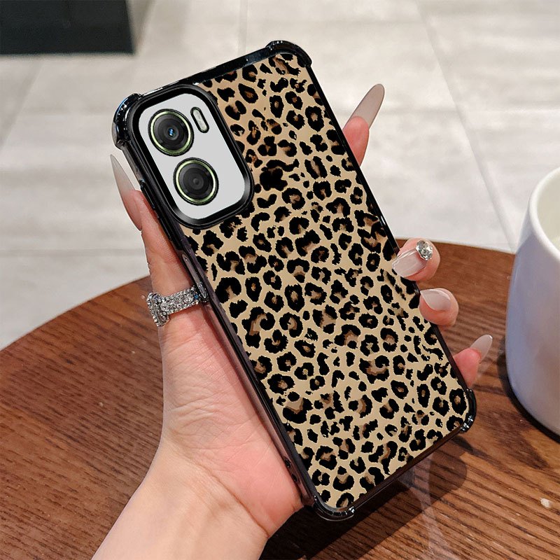 TEMU Custodia per telefono: Custodia antiurto con stampa leopardata vintage, copertura completa , adatta per Motorola MOTO G06