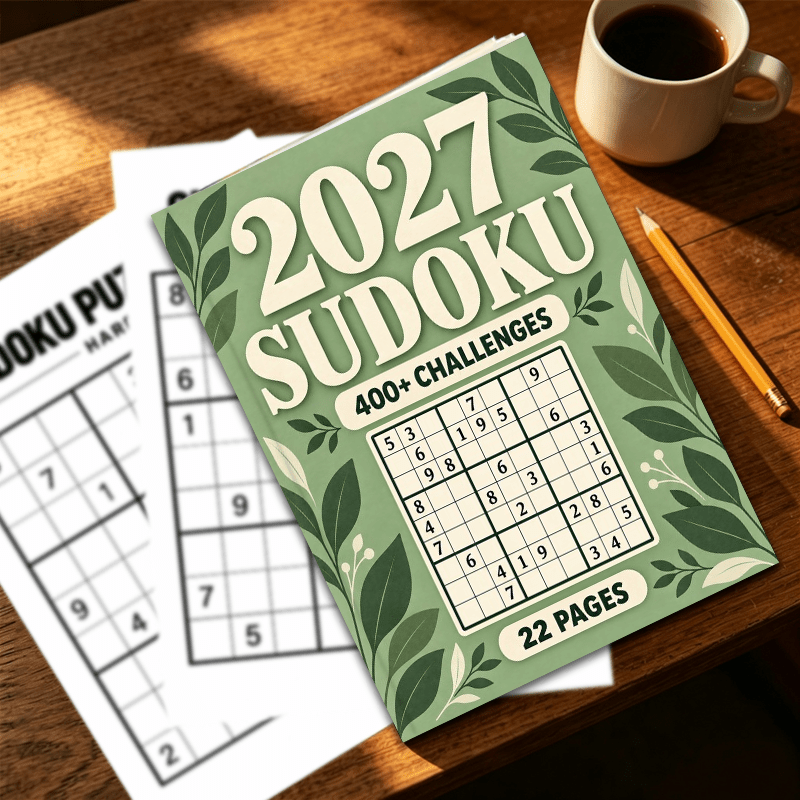 Fresh Forest-Style Matcha Green Leaf Sudoku Game Book