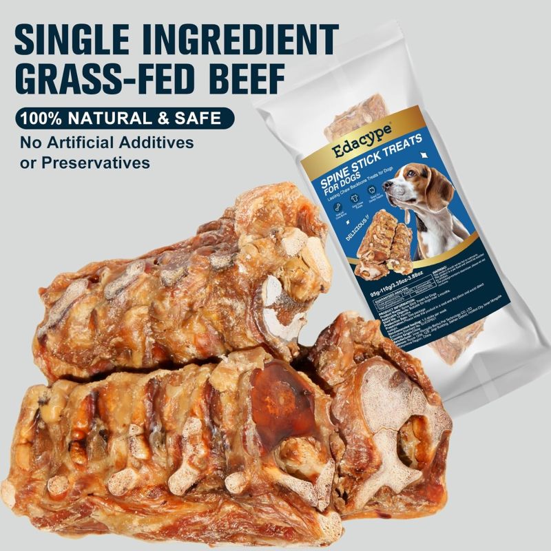 Beef Spine Bones for Dogs - Durable Dental Chews, Free from Rawhide And Easy to Digest, Made from Single-Ingredient Grass-Fed Beef