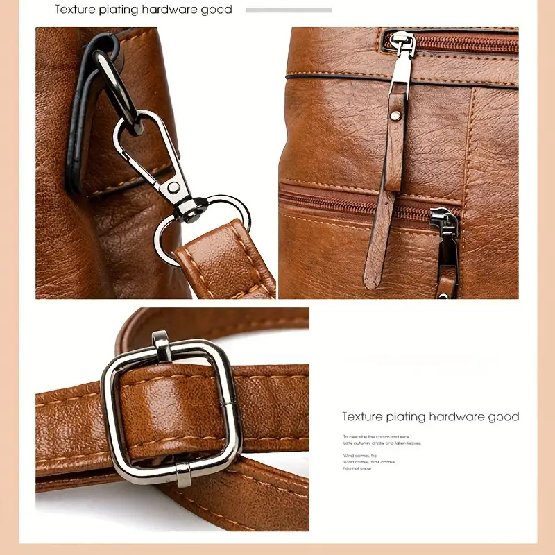 womens genuine leather handbag crossbody full grain no detachable strap hardware zipper closure polyester lining elegant handbag for travel everyday black exterior Product details 9