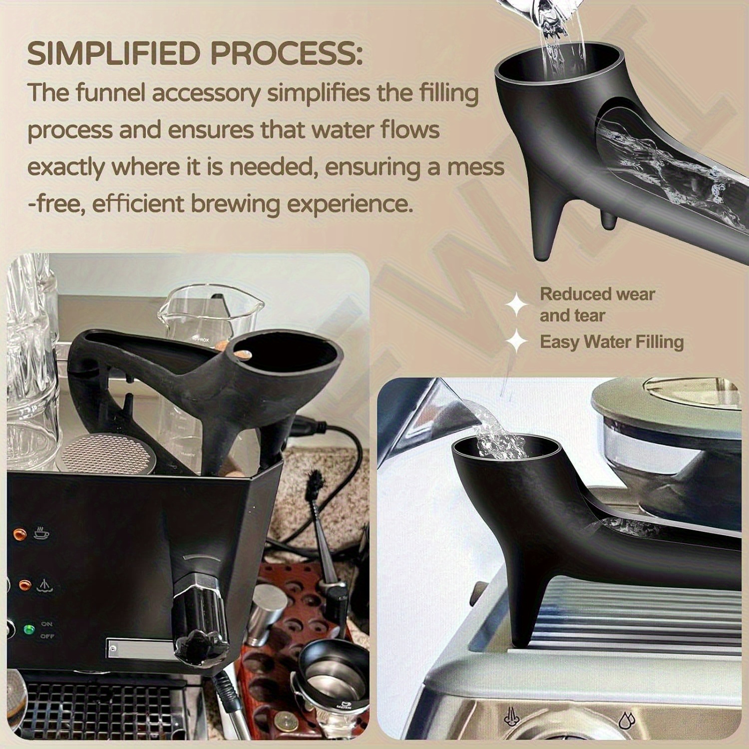 coffee machine water tank filling funnel back water tank universal accessory compatible with most flat     design details 2