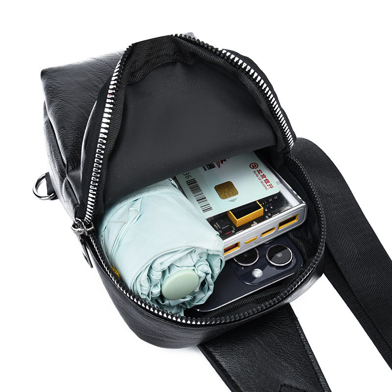 Sac Bandoulière Homme Style Cuir Sac Bandoulière Poitrine Homme PU Sac à Épaule Unique