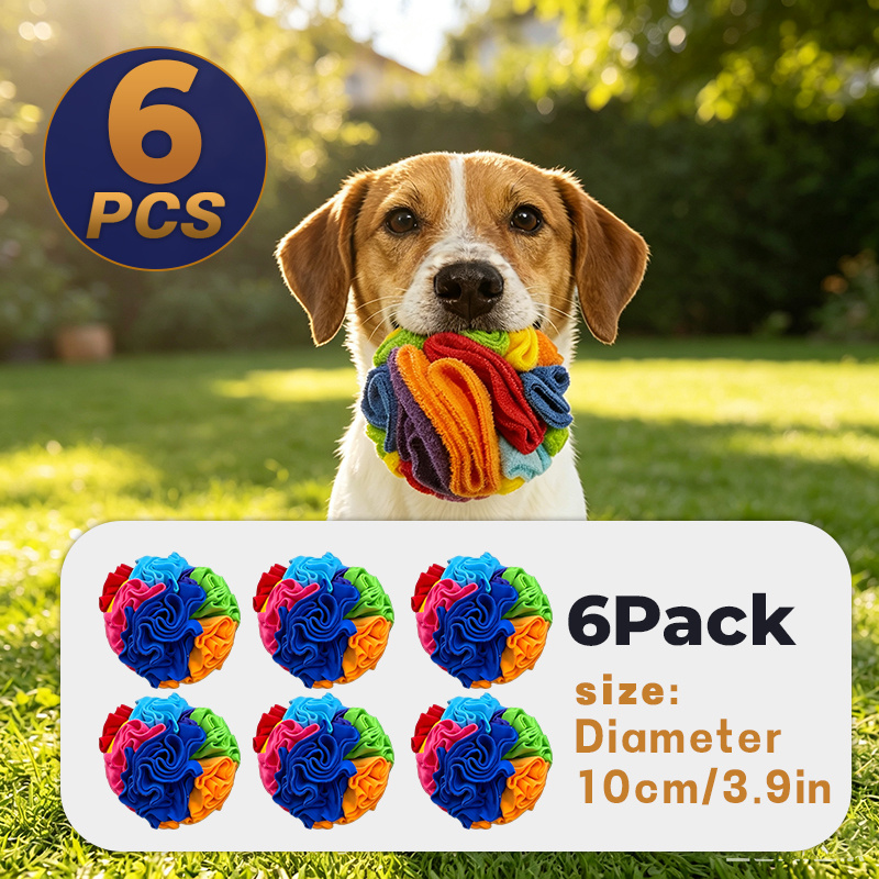 Image of 6-pack Snuffle Balls For Dogs, 10cm/3.9in Colorful Fabric Sniffing Treat Balls, Interactive Dog Enrichment Toys, Slow Feeder Puzzle Toys For Smell Training, Stress Relief & Boredom Reduction