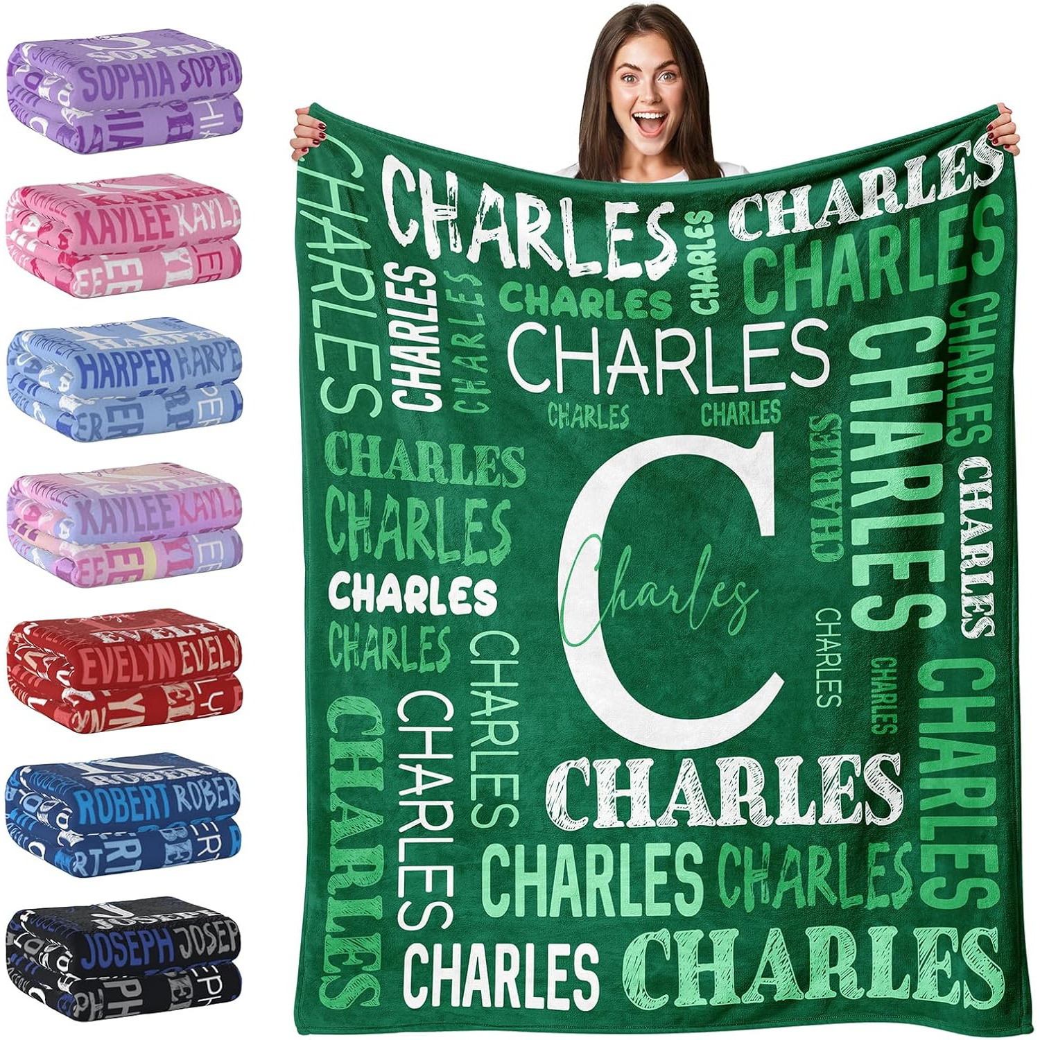TEMU A Personalized Name Fleece Blanket - Cool And Comfortable, Tear-resistant Soft Polyester Fiber Throw For Sofa, A Unique Gift With A Personal
