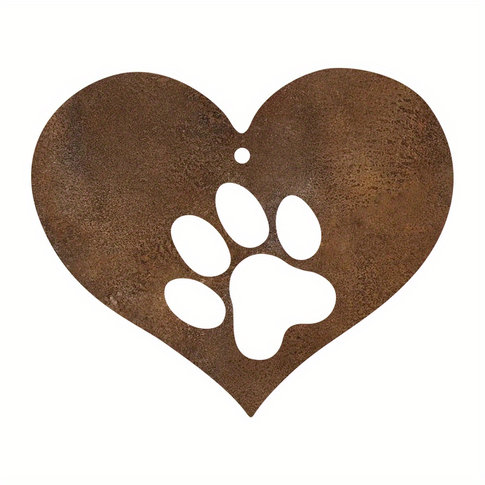 1pc Dog Paw Rusty Metal Ornament For Christmas, Wall Art, Rusted Hanging Decor For Trees, Indoor And Outdoor Christmas Decoration Gift