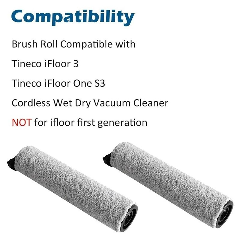 2pcs replacement main brush roller set compatible with     s3 c m1f8 wet dry cordless vacuum cleaner plastic cloth floor attachment accessories details 0