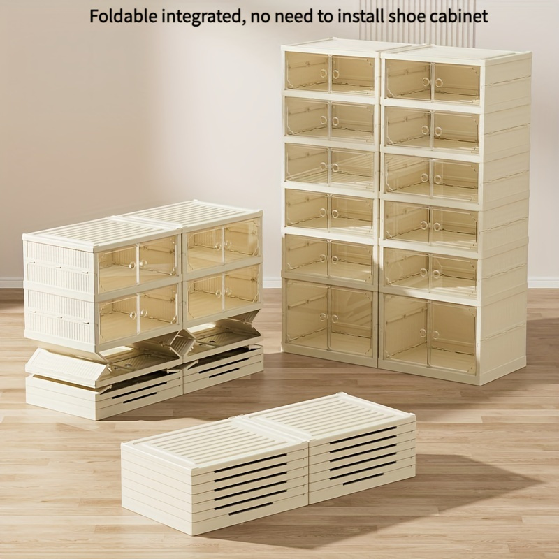 

A Set Of Foldable Shoe Boxes With Transparent Doors, Dust-proof Integrated Shoe Boxes, Shoe Cabinets, Bedroom Bathroom Office Living Room Shoe Racks, Home Storage And Organization