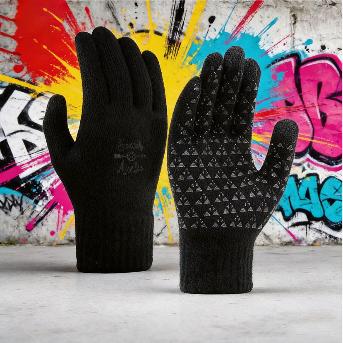 TEMU 2026 New Soccer Auntie Arrow Football Trendy Print Gloves Hiking Gloves Unisex Sports Gloves Grippy Palm Warm Breathable Lightweight For Outdoor