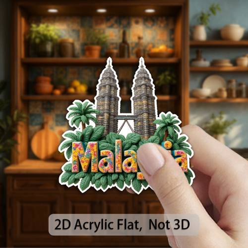 2d acrylic refrigerator magnet 3 15inch vibrant malaysian pixelated in with lettering travel enthusiasts as well as a malaysias national day and cultural celebrations