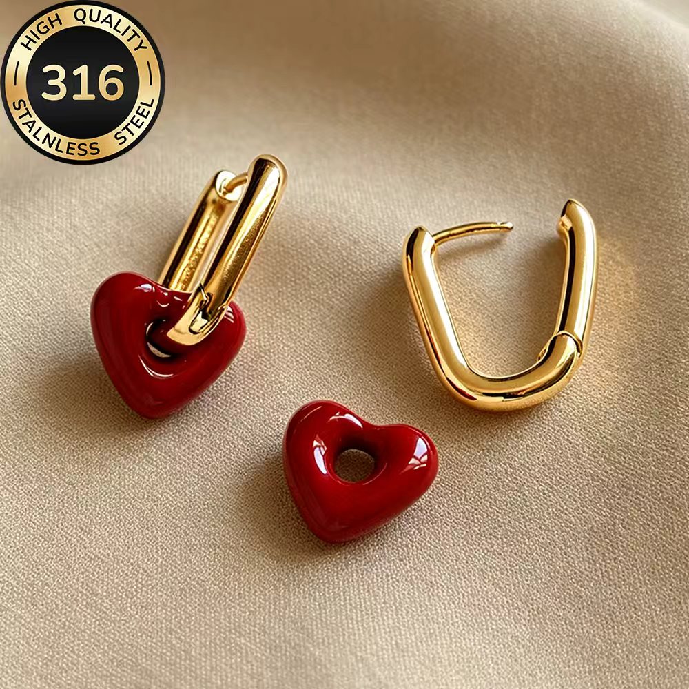 TEMU High-quality Hypoallergenic Stainless Steel Golden Earrings, Fade-resistant, Simple And Elegant, Fashionable Women's Earrings Suitable For Daily