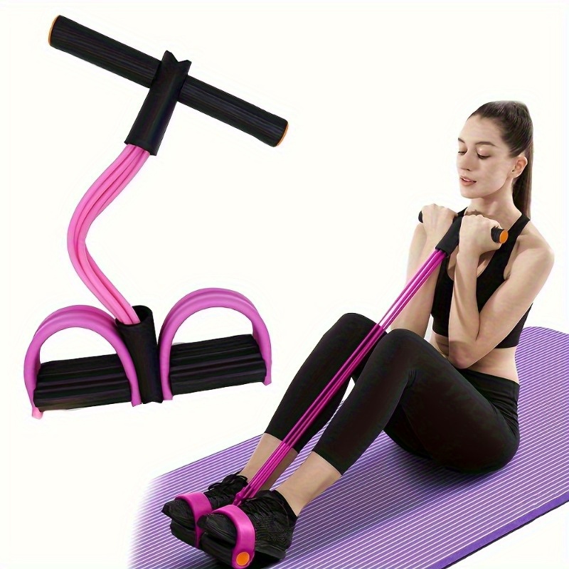 

6-tube Yoga Pedal Puller In Pink/purple - Tpe Fitness Equipment For Stretching, Slimming & Toning Belly, Waist, & Legs With Anti-break Design, Medium , Workout Accessories