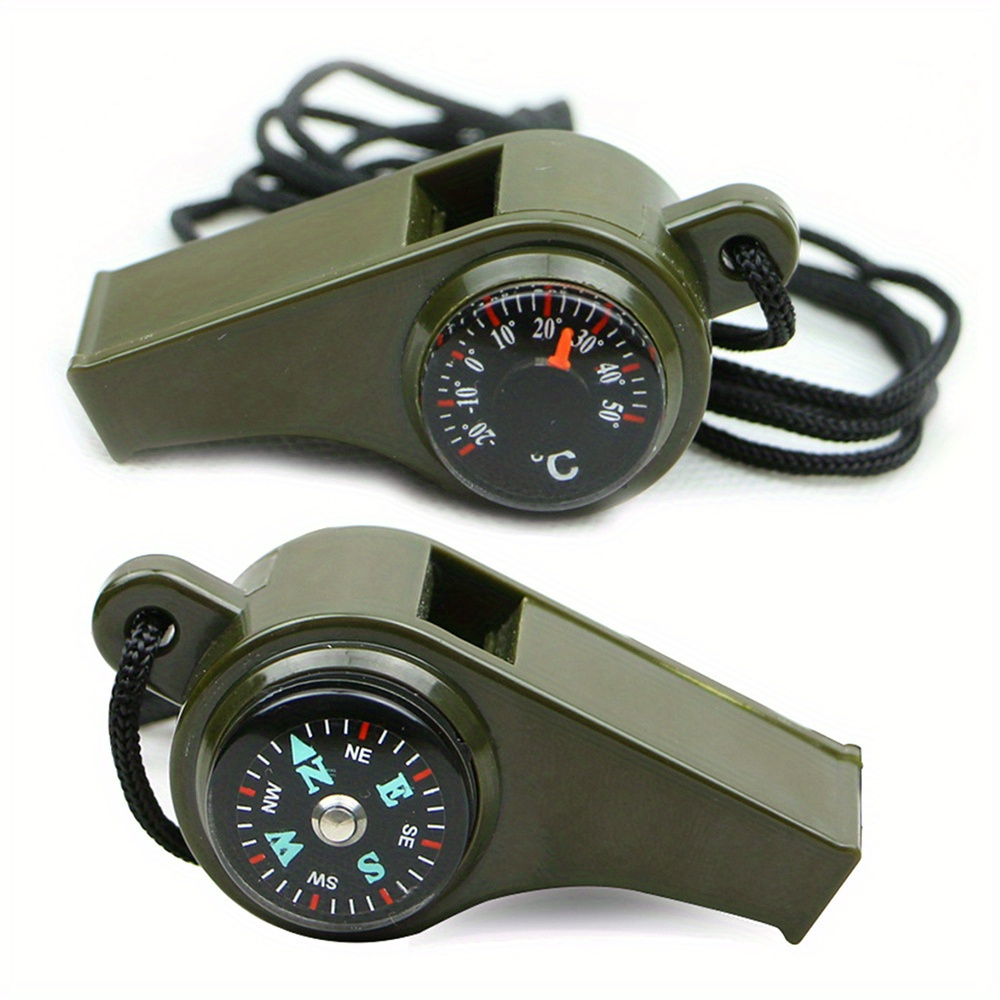 3-in-1 Survival Whistle with Compass and Thermometer - ABS Material, Multi-Functional Outdoor Gear for Camping and Hiking, Hiking Gear|Whistle Compass|Durable Construction, Whistle