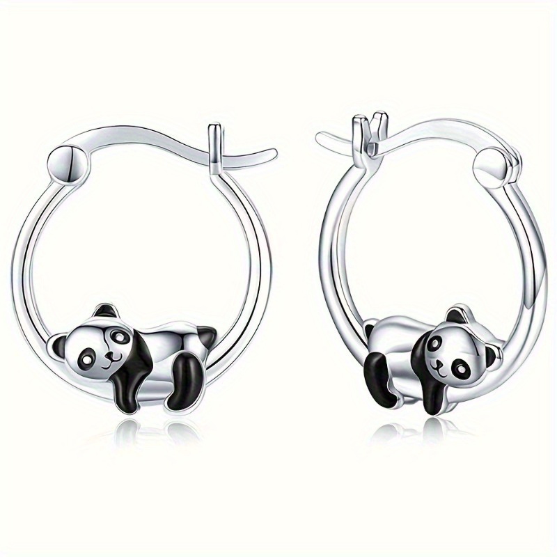 Fashion Easy Cute Panda Hoop Earrings For Women Daily Casual Party Holiday Additions Animal Jewelry Gifts