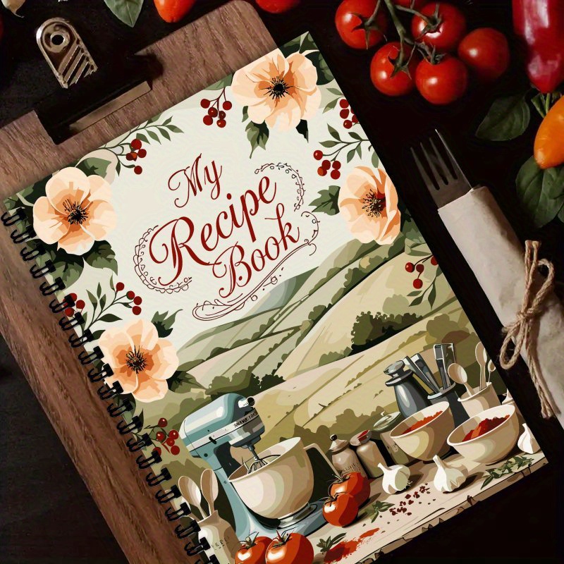 TEMU A5 Spiral Recipe Book, With A Rustic Retro Design, Featuring Vegetables And Fruits, Suitable For Family Chefs, Home Cookbooks, Baking