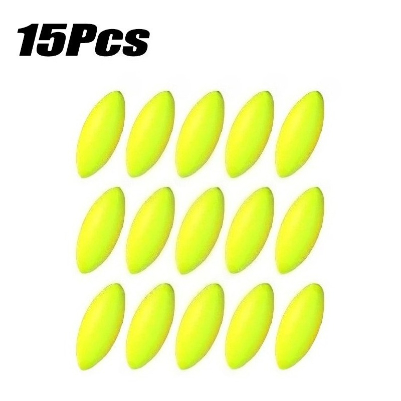 TEMU 15 flotteurs de pêche ovales en mousse de grande taille (25 mm) - Flotteurs ultra-légers et durables, adaptés aux et d'eau douce, ajouts pour le