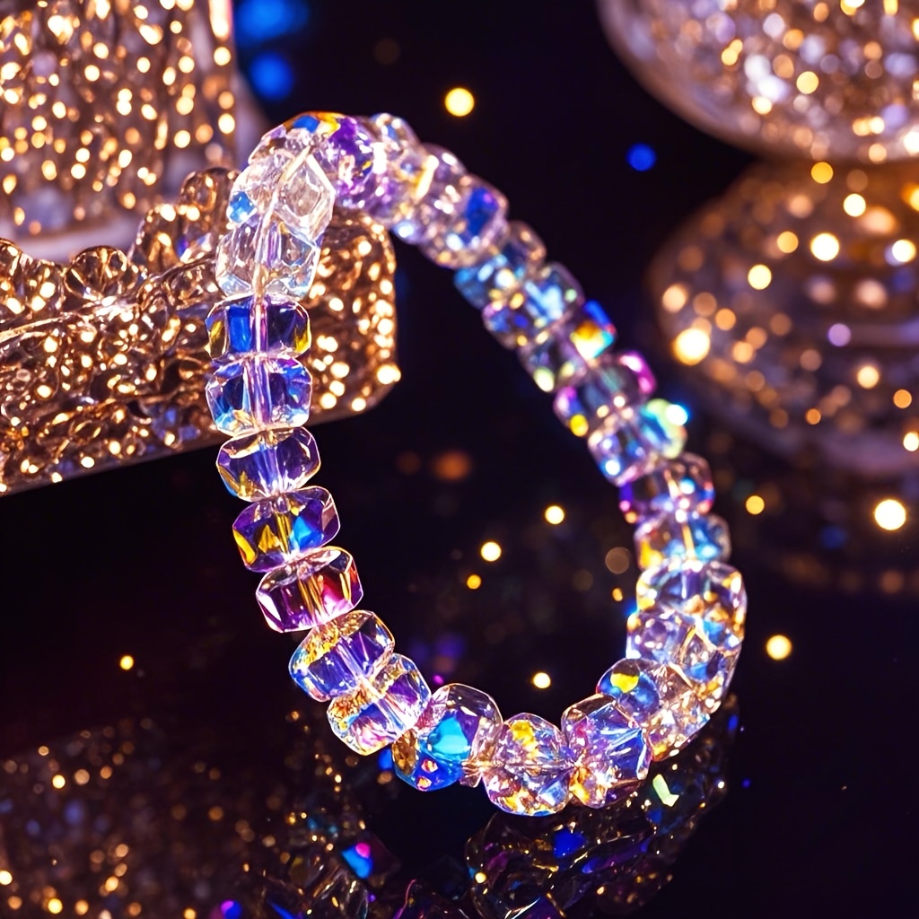 E-shop 2er-Set funkelndes Sternschliff-Armband aus künstlichem Kristall – facettiert in gemischten Farben, eleganter langlebiger Schmuck für Damen,