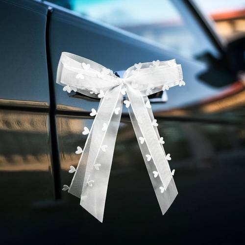 4/8 stück auto schleifen antennen schleifen organza herz schleifen auto schmuck braut stück dekoration auto hochzeitsdekoration hochzeitsschleifen für hochzeit party geburtstagsgeschenk verpackung