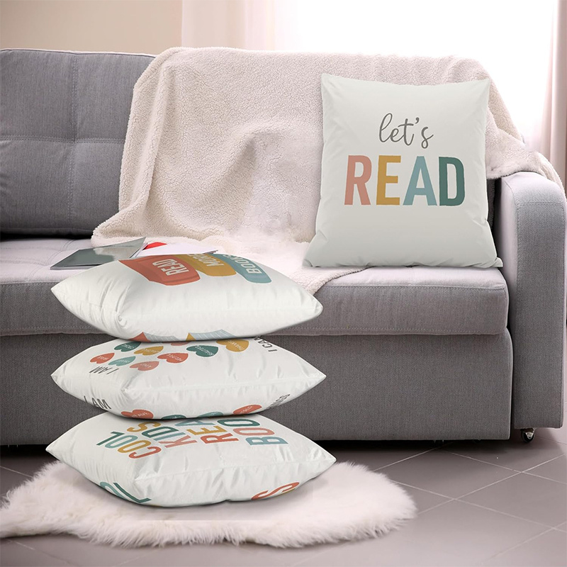 4pcs reading corner decorative pillow covers lets read Temu Chile
