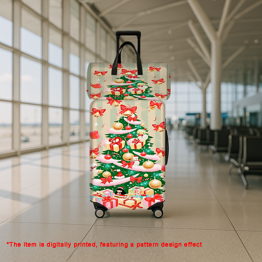 2pcs Christmas Printed Pattern Luggage Set with Travel Bag