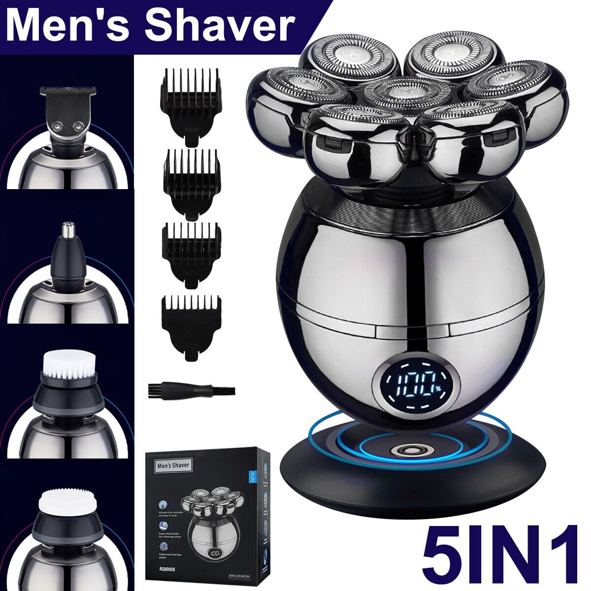 

7d Head Shaver For Men With Lcd Display Bald Head Shavers Gift, Wet Dry Electric For Men, 7dusb Electric Shavers For Men Bald Head