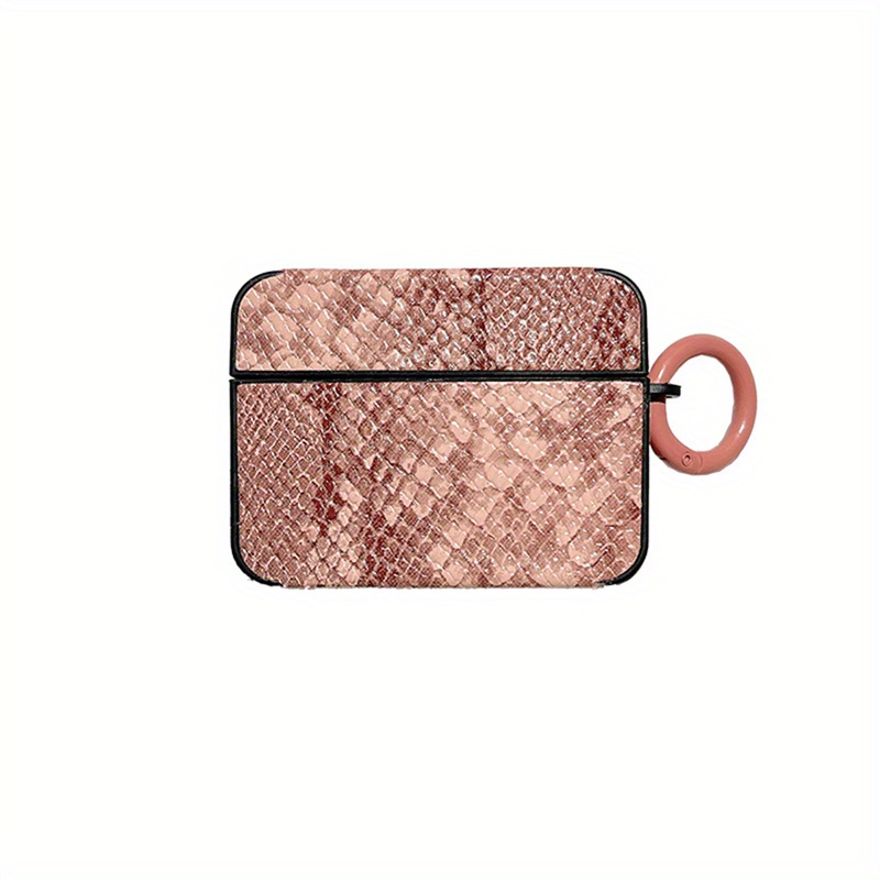 TPU Protective Case for Apple for airpods 4/4 Noise Reduction, Pro/Pro2 Compatible, Simple Solid Color Snake Skin Pattern, for New 4th Gen/New 3rd Gen Wireless Headphones, with Keychain Hook