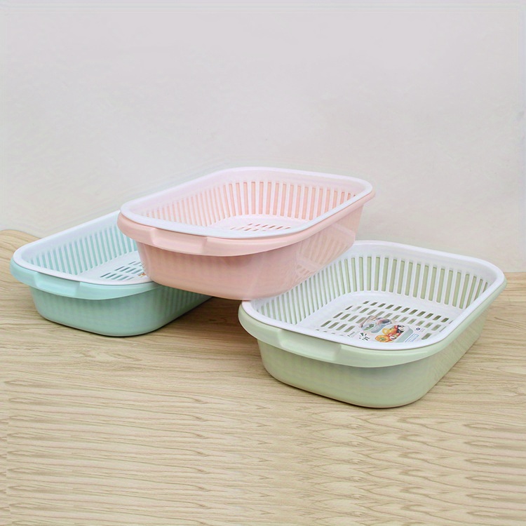 thickened   inches household fruit drain basket vegetable basket two piece set of multi functional vegetable drain basin shelf baskets Product details 7