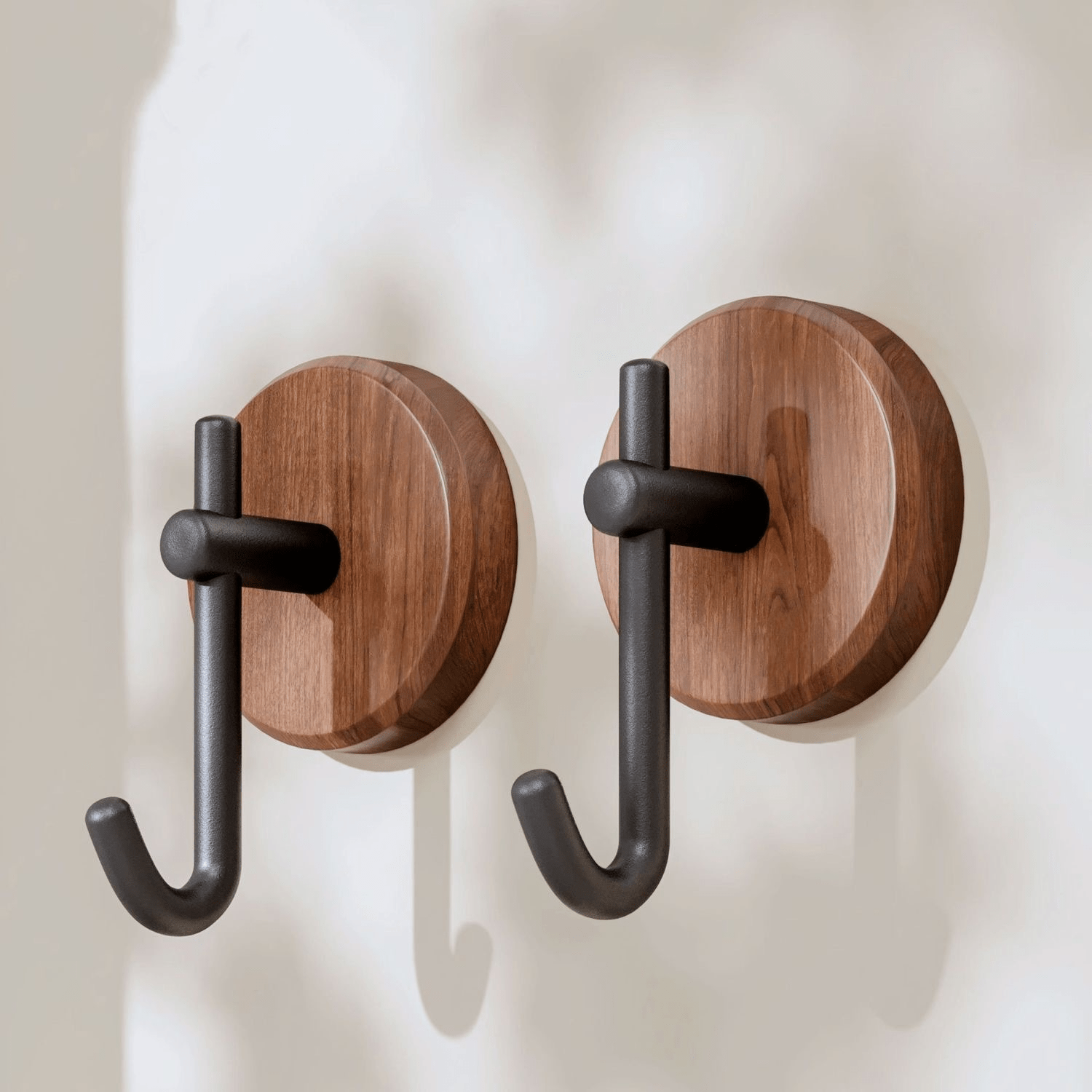 TEMU 2/4pcs Solid Wood Coat Hook, Material, No-punch Design, Wall-mounted Installation, Strong Load-bearing, And Wear-resistant, Entryway Wall