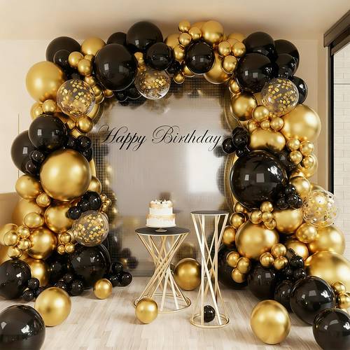 110pcs set black metallic balloon arch kit for weddings birthdays anniversaries graduations indoor outdoor celebrations party decoration