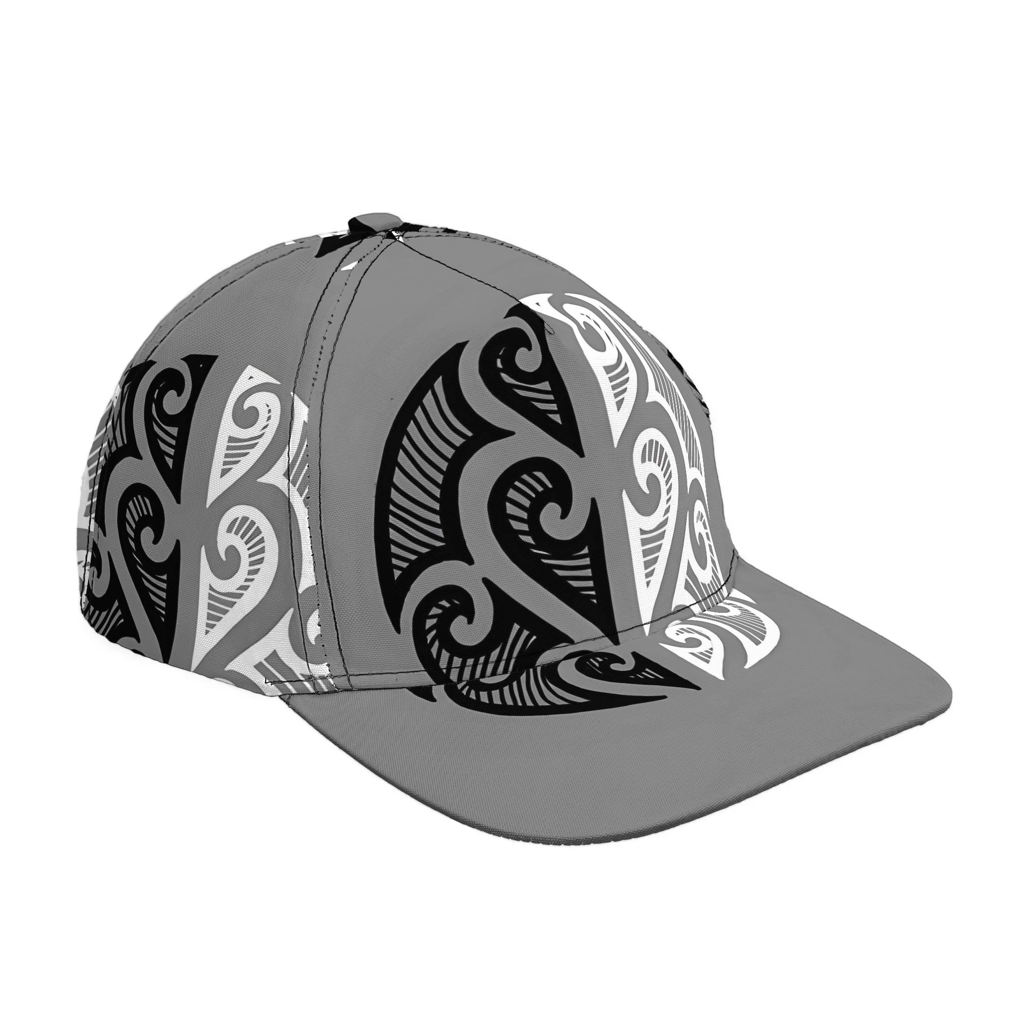 TEMU Men' & Women' Maori Tribal Baseball - & White Tribal Print With Full Face Positioning, Suitable For Outdoor Sports, Casual Wear, Spring Summer