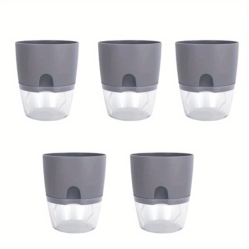 5/10pcs Self Watering Plastic Flower Pot Double Layer Hydroponics Plants Bonsai Pot Vases Succulent Potted Planters Home Office Decor