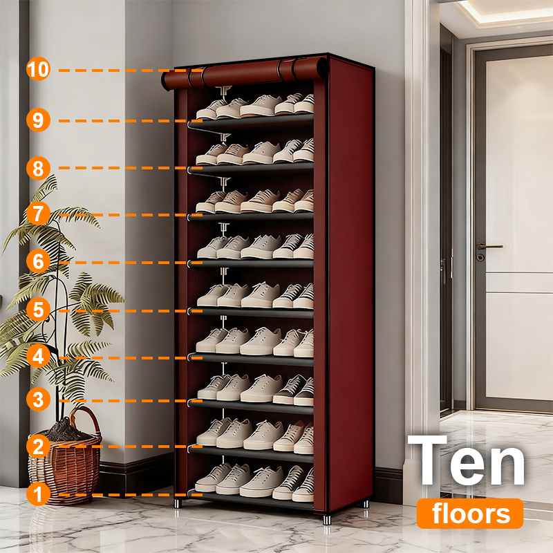 TEMU Étagère à chaussures à 5/7/9 niveaux avec revêtement en tissu non tissé, légère, installation facile, pour les entrées, et les salons, taille