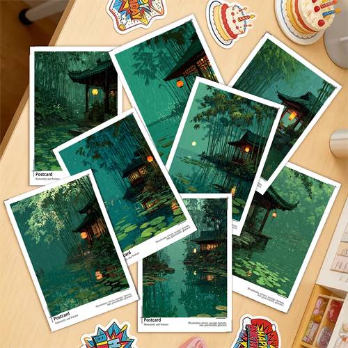item picture 1set 16pcs landscape postcards 250gsm thick cardstock 14cm 4 5 5inch blank reverse side holiday cards for mailing gift postcard invitations