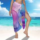 1pc bohemian chiffon beach sarong smock lightweight versatile swim cover up for women elegant translucent beach towel skirt with purple marble for and swimming
