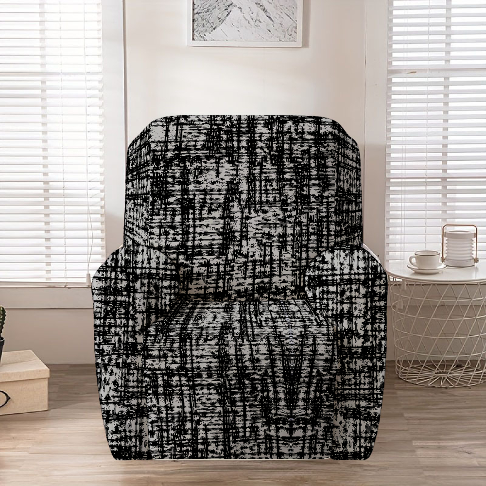 TEMU Black And Gray Striped Print Sofa Cover, Classic Elegant Style Stretch Full-coverage Single-seat Sofa Slipcover, Skin-friendly Fabric, Machine