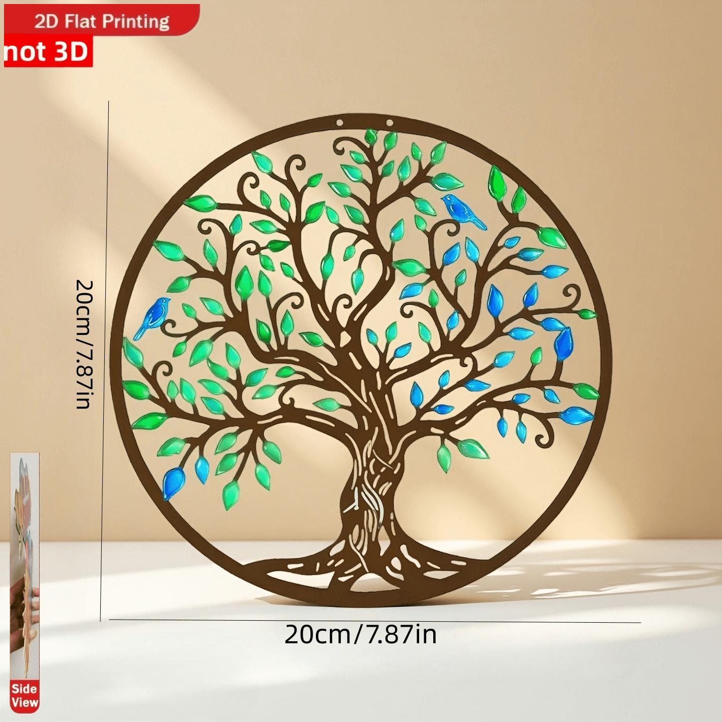 TEMU 2d Flat, [2d Flat] A Brand-new 2d Tree Of Life Acrylic Wall Decoration, Designed In The Art . Perfect For Patios, , Courtyards, And Gardens, It